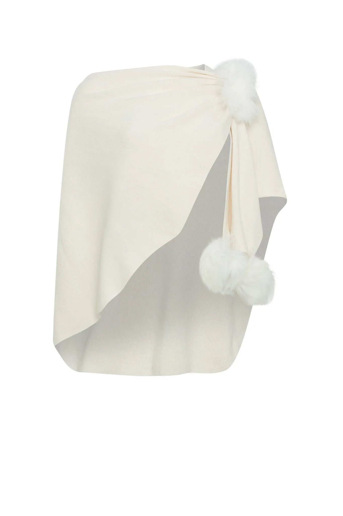 Select Wool Capelet with Select Lamb Poms