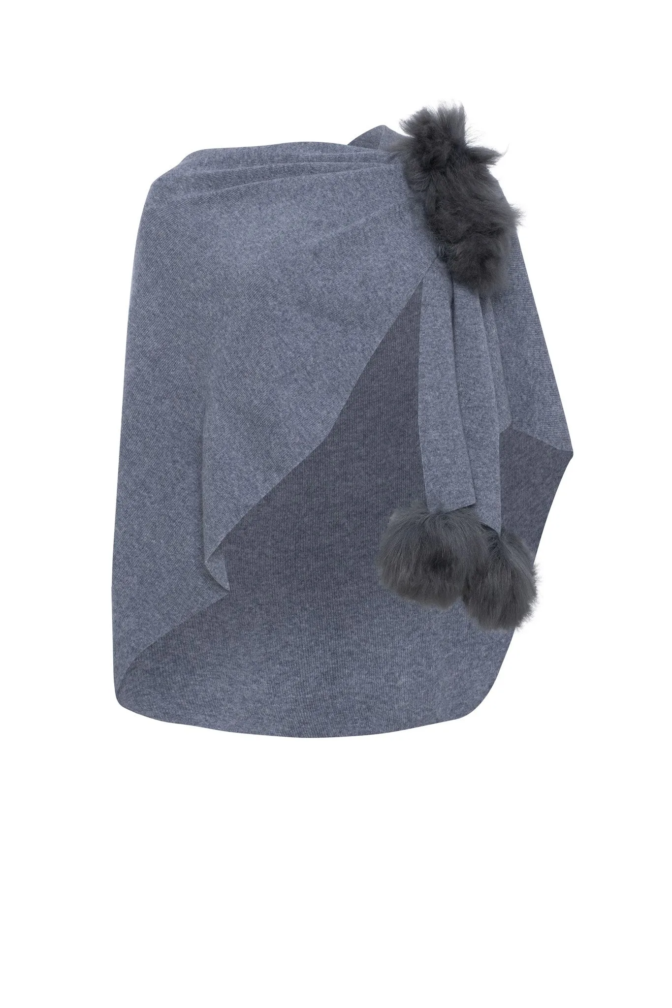 Select Wool Capelet with Select Lamb Poms