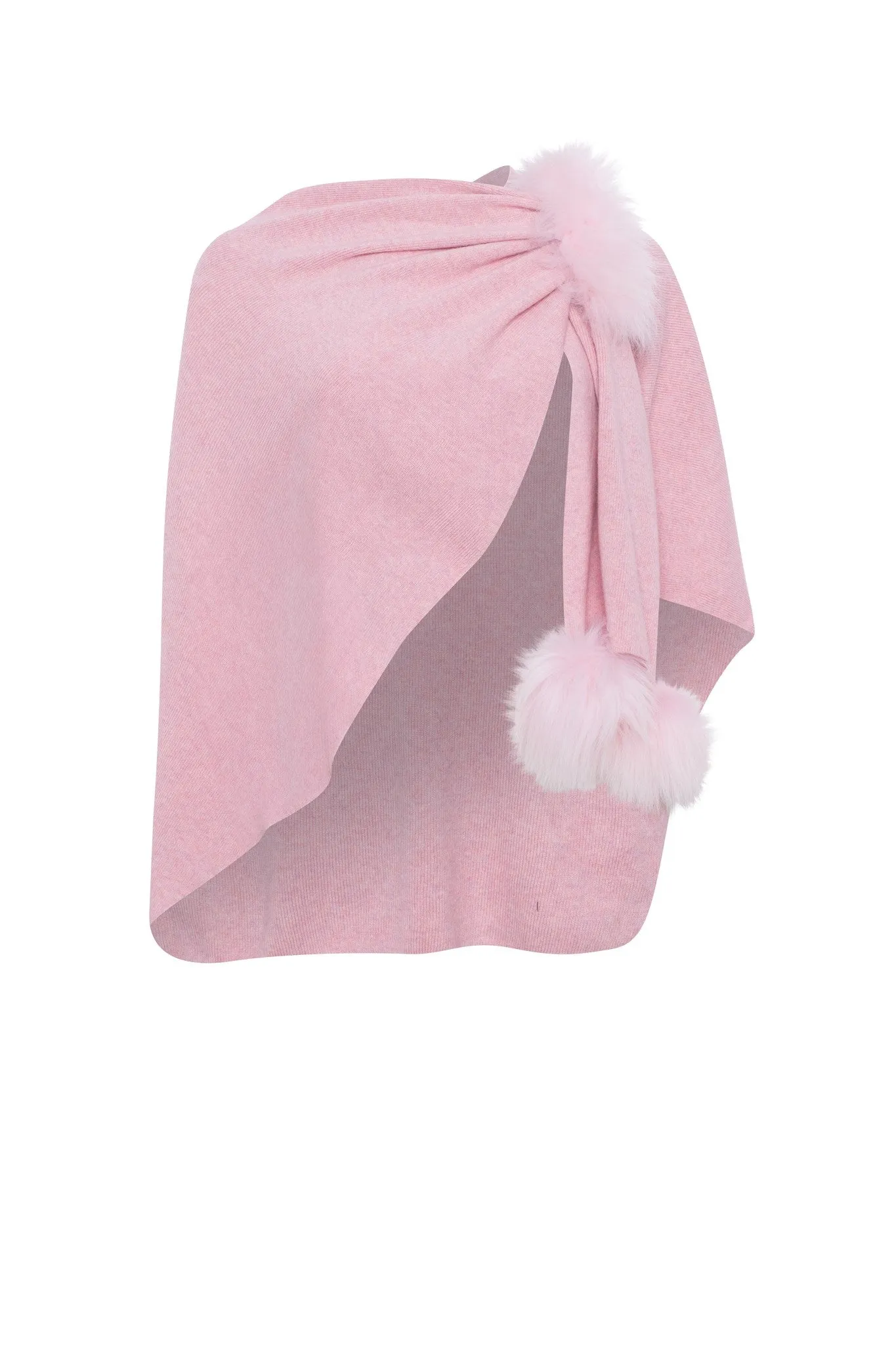 Select Wool Capelet with Select Lamb Poms