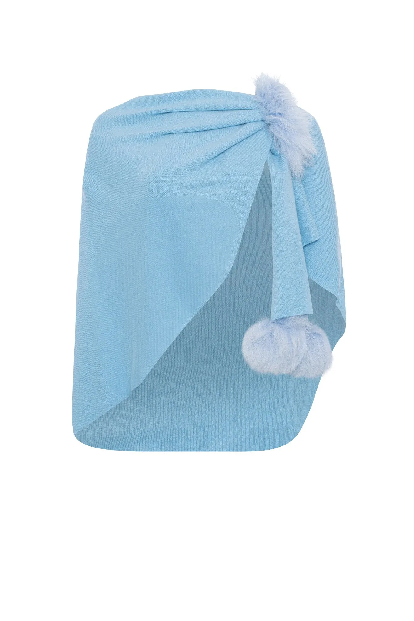 Select Wool Capelet with Select Lamb Poms