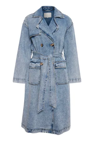 SIDSEL DENIM TRENCH COAT | WASHED BLUE DENIM