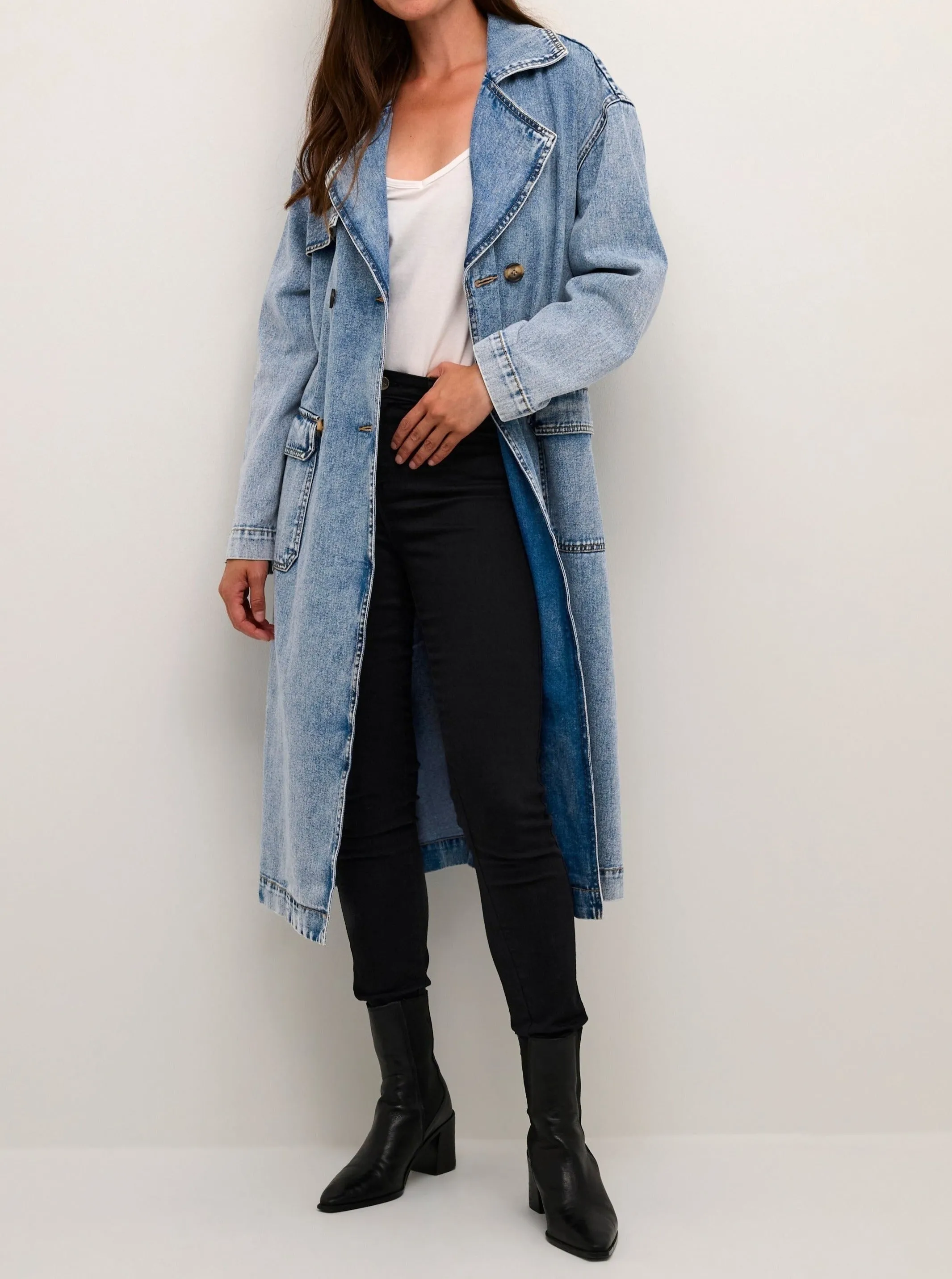 SIDSEL DENIM TRENCH COAT | WASHED BLUE DENIM