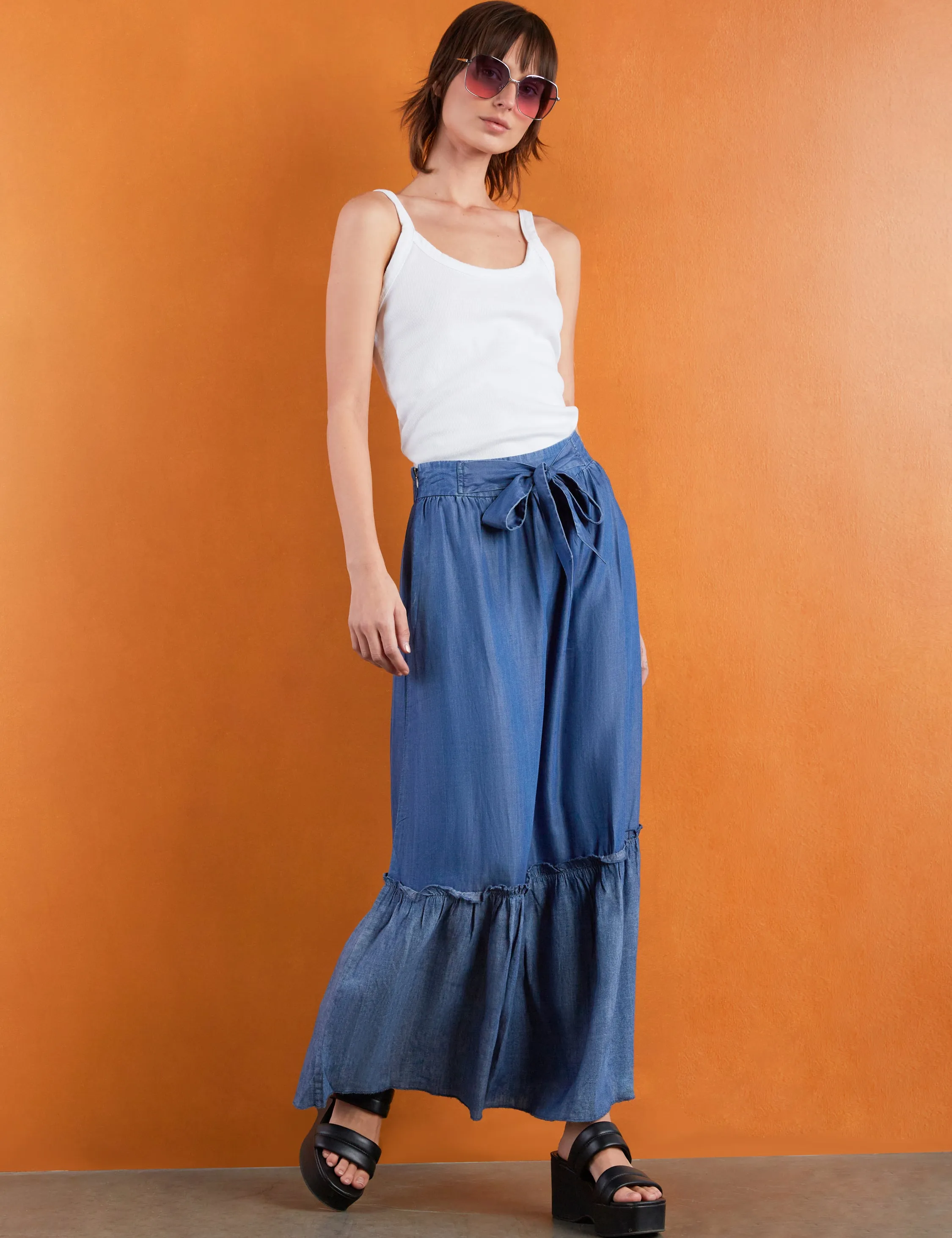 Soft Denim Maxi Skirt