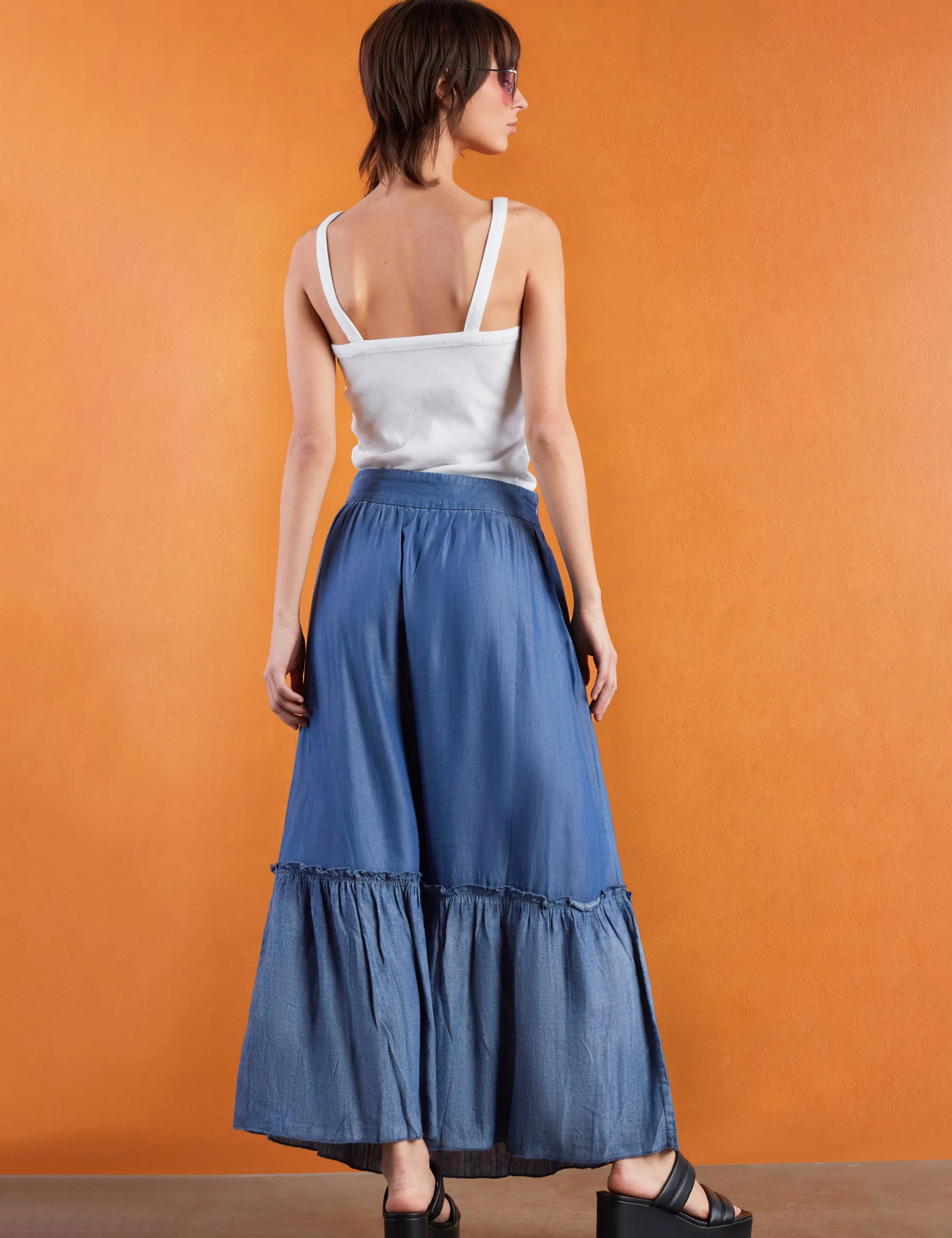 Soft Denim Maxi Skirt