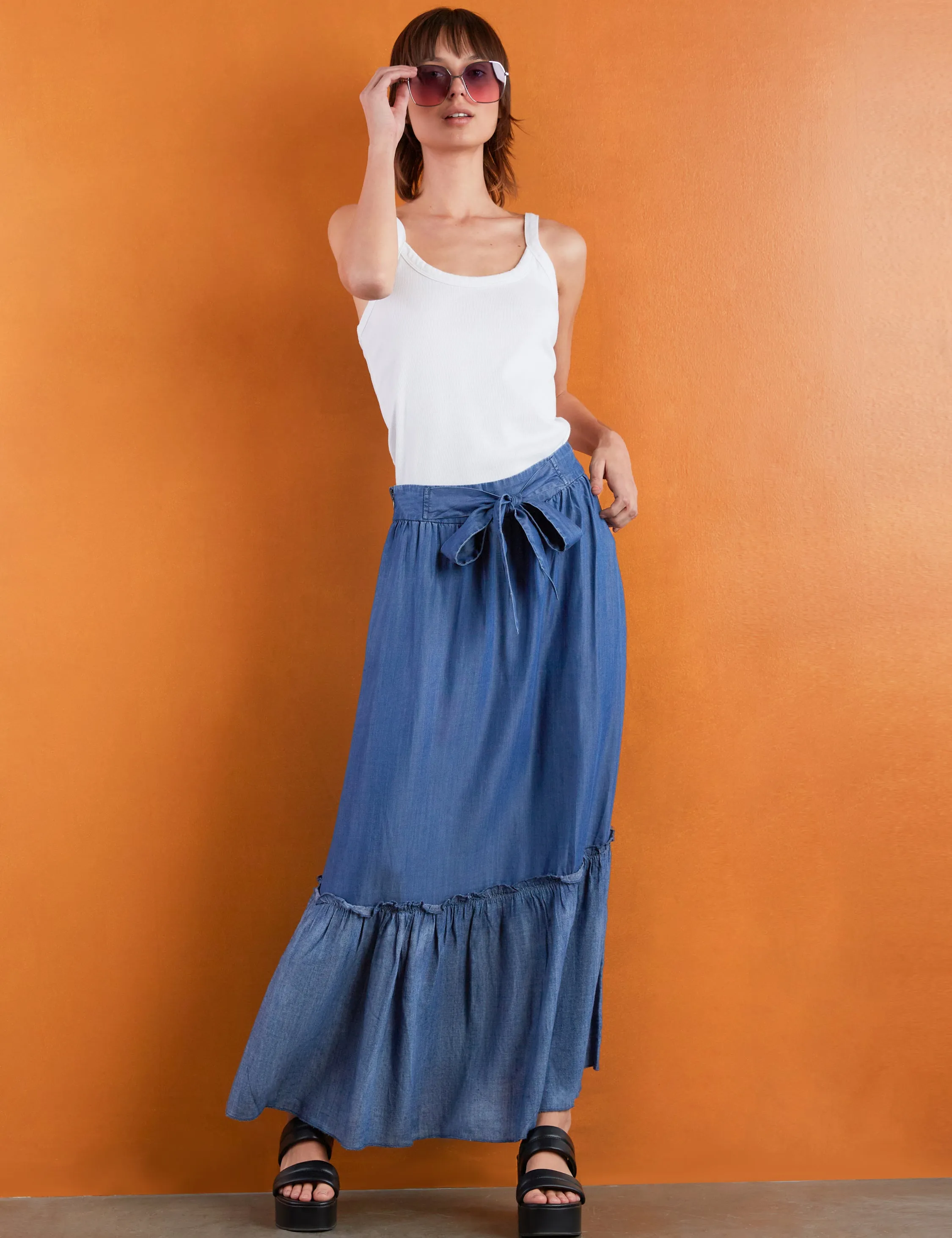 Soft Denim Maxi Skirt