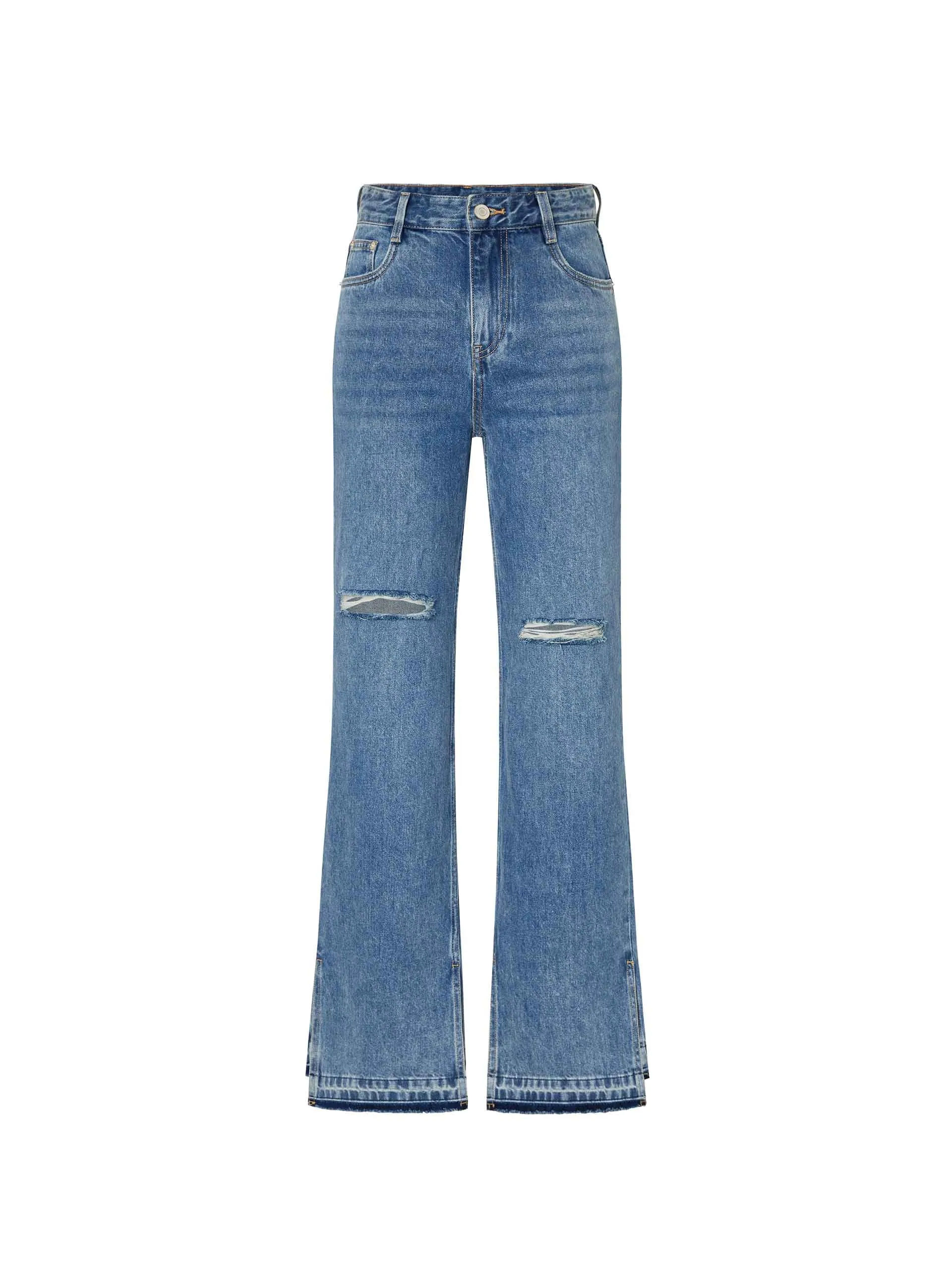 Straight Leg Destroyed Jeans