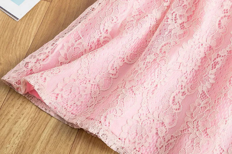 Summer Girls Flower Lace Dress Embroidery Kids Princess Party Ball Gown Children Clothing Toddler Girls Wear Dress