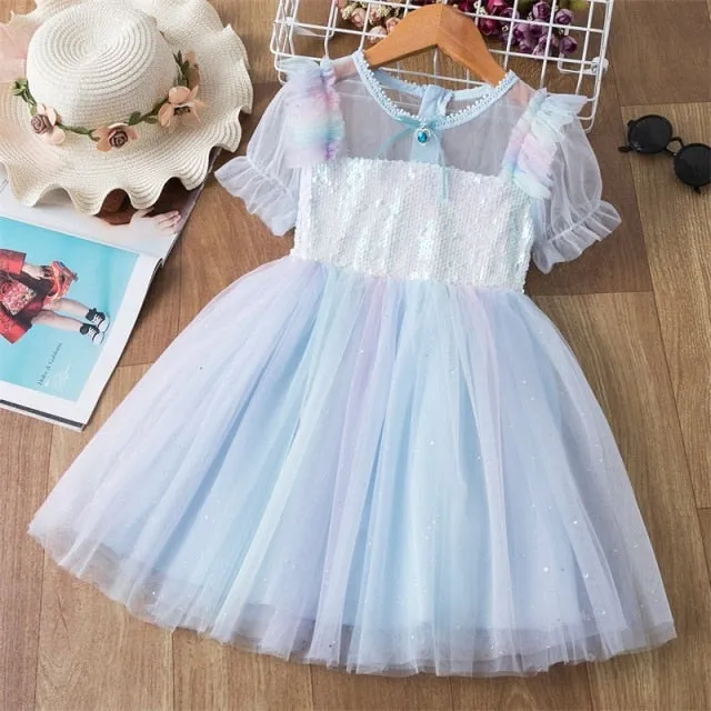 Summer Girls Flower Lace Dress Embroidery Kids Princess Party Ball Gown Children Clothing Toddler Girls Wear Dress