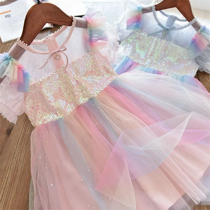 Summer Girls Flower Lace Dress Embroidery Kids Princess Party Ball Gown Children Clothing Toddler Girls Wear Dress