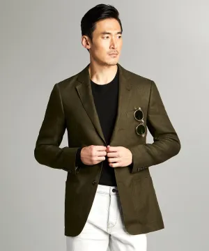 Sutton Linen Sport Coat in Olive