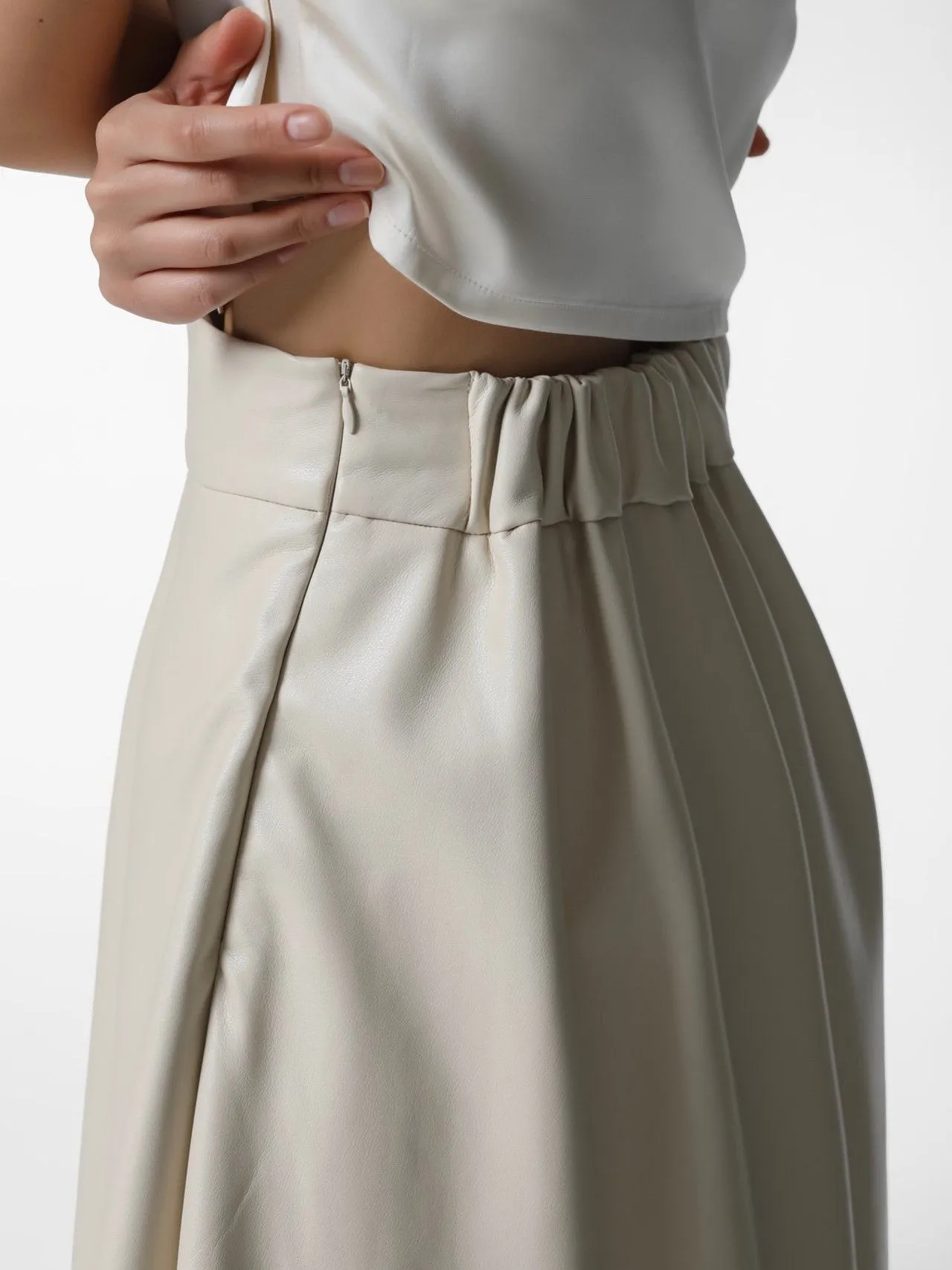 VEGAN LEATHER A-LINE FLARED SKIRT