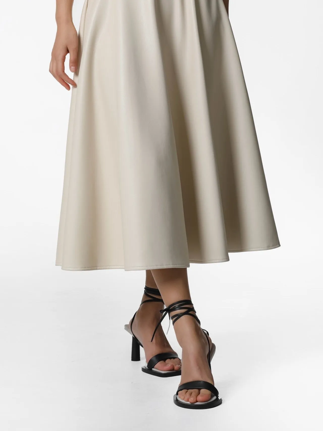 VEGAN LEATHER A-LINE FLARED SKIRT