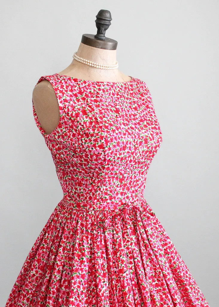 Vintage 1950s Peak Bloom Floral Day Dress