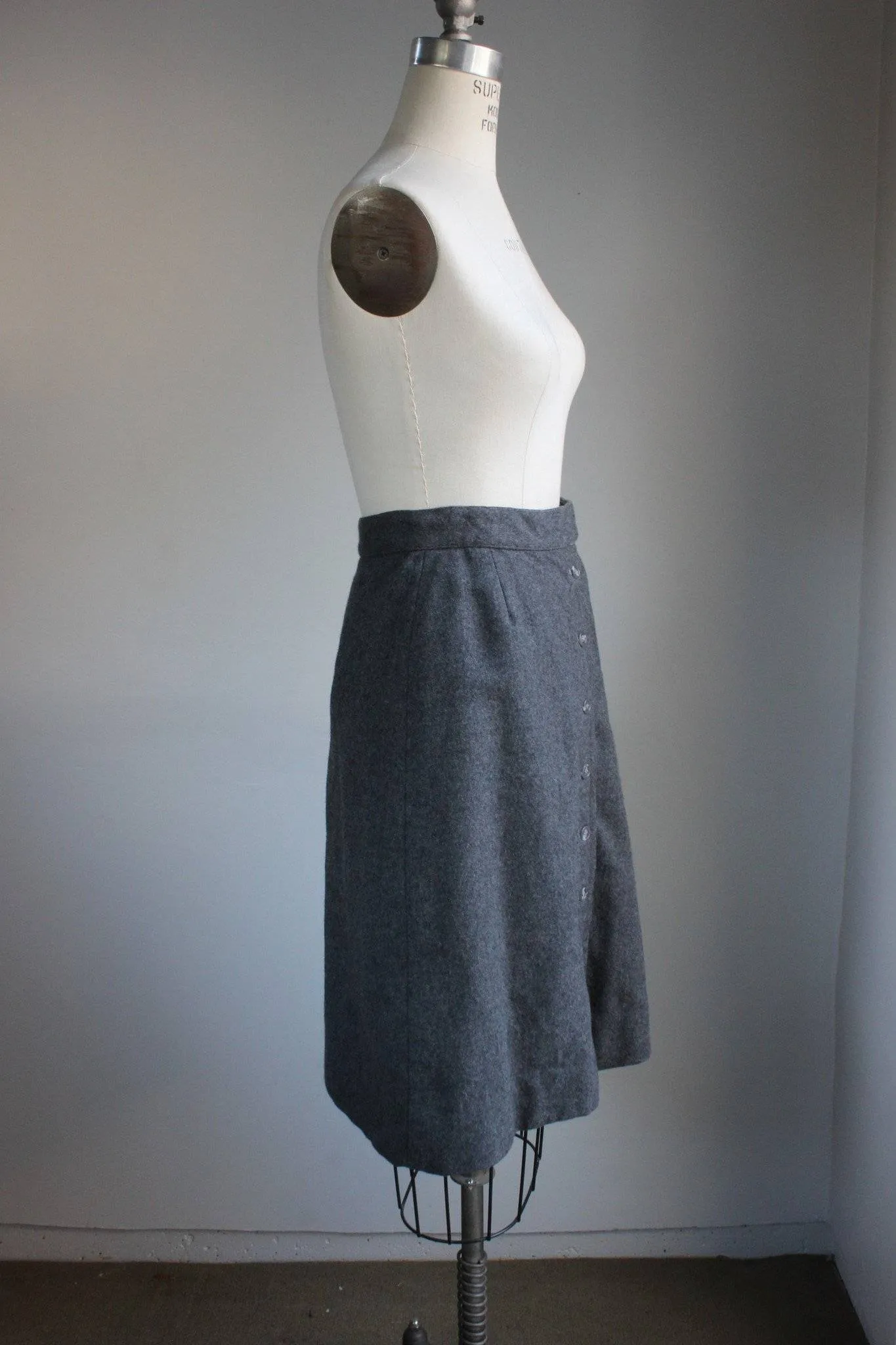 Vintage 1970s Grey Wool Skirt by Evan Picone