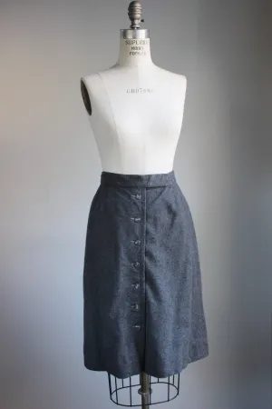 Vintage 1970s Grey Wool Skirt by Evan Picone