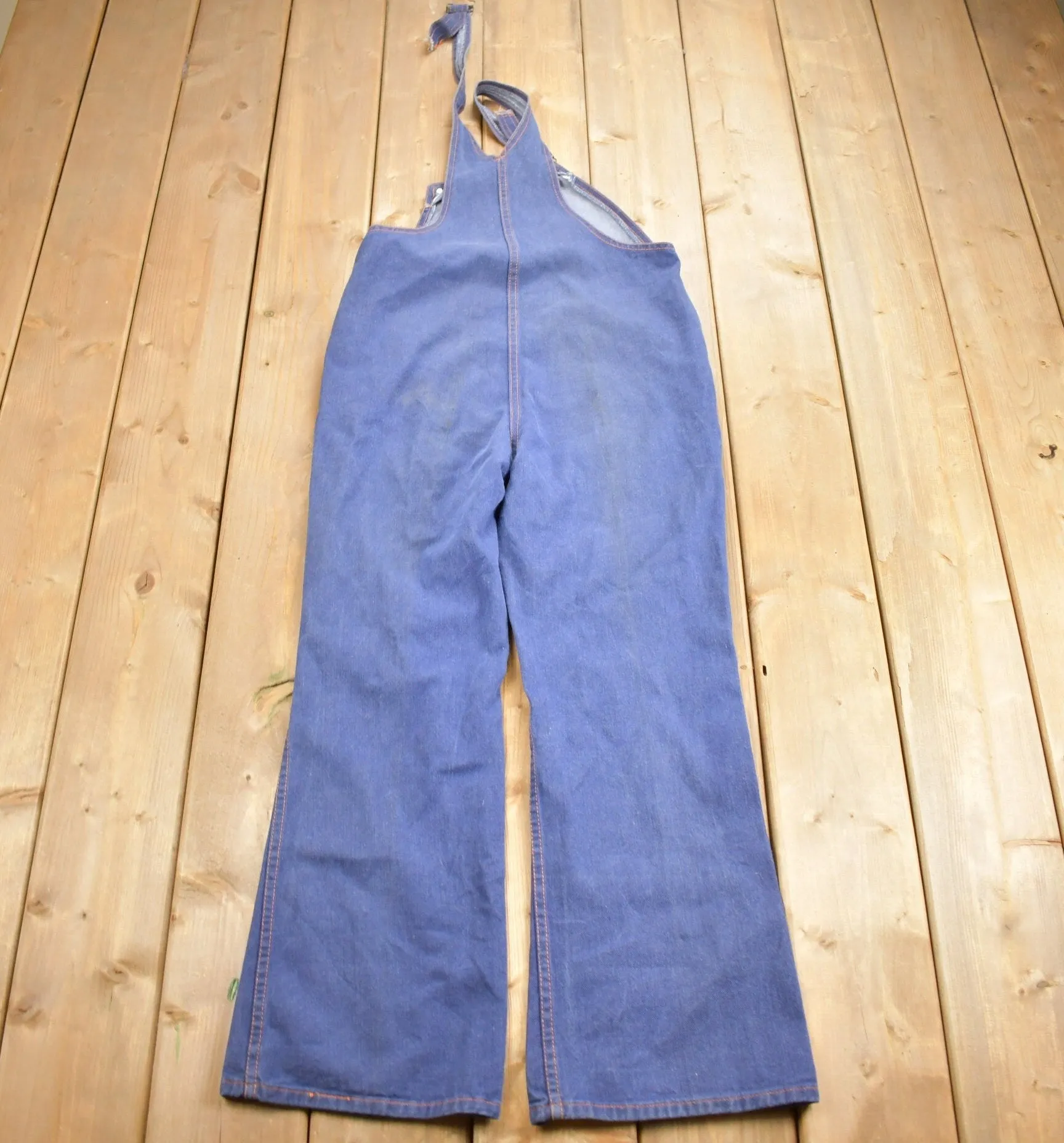 Vintage 1970s Womens's Contrast Stitch Denim Overalls