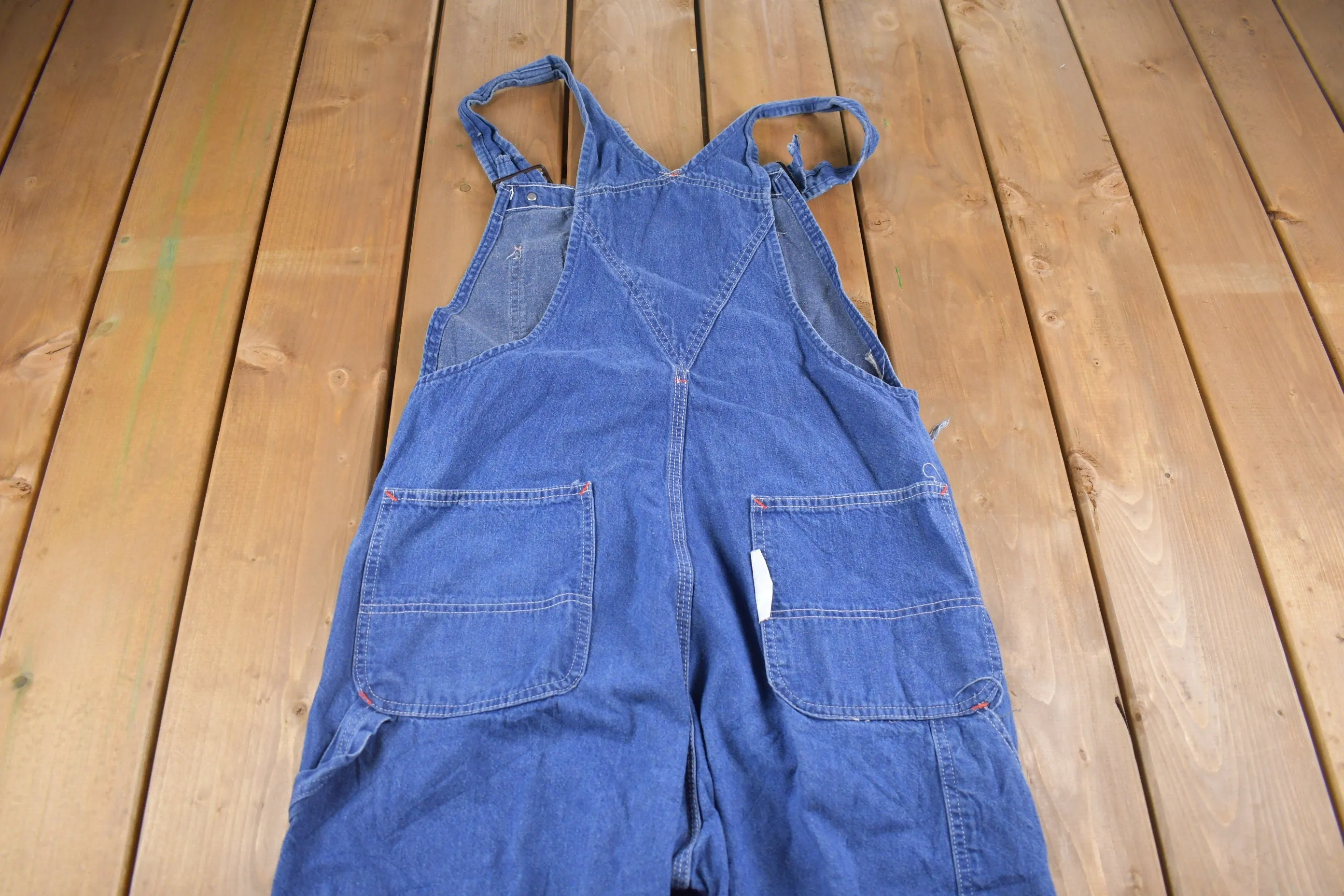 Vintage 1990s Sears Blue Denim Jean Overalls Size 34 x 32