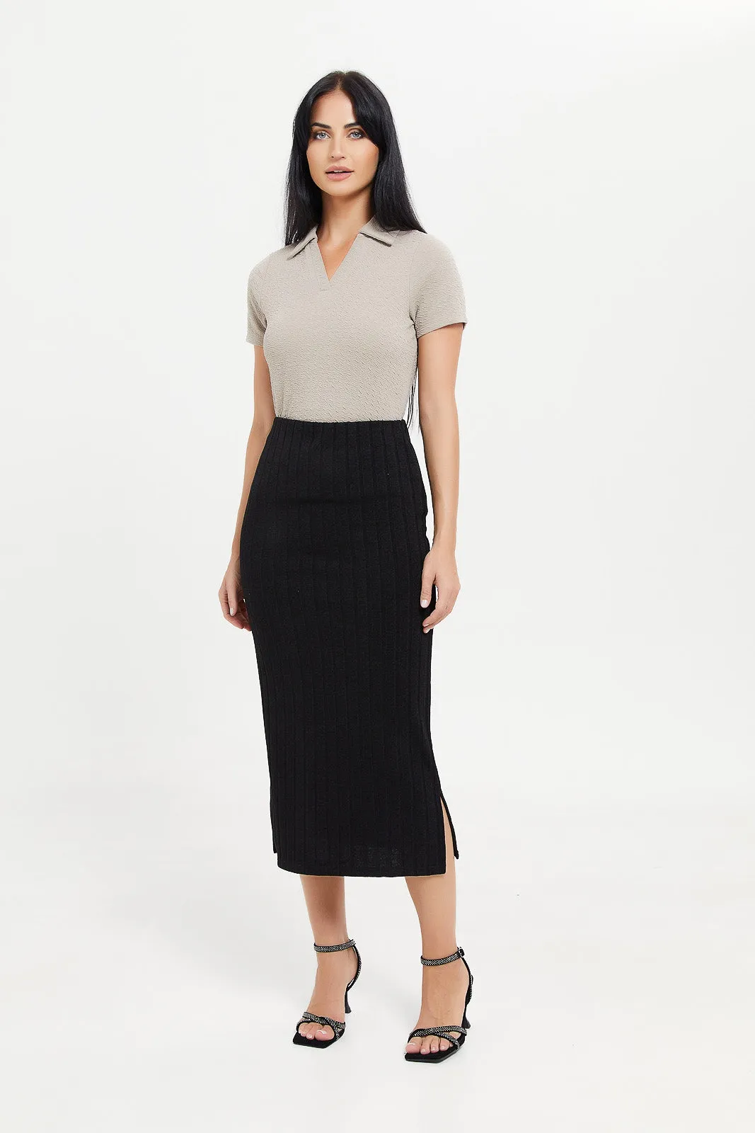 Women Black A Line Skirt